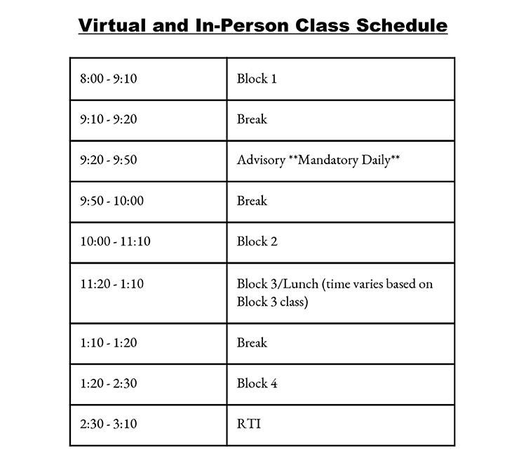 virtual and in-person class schedule 